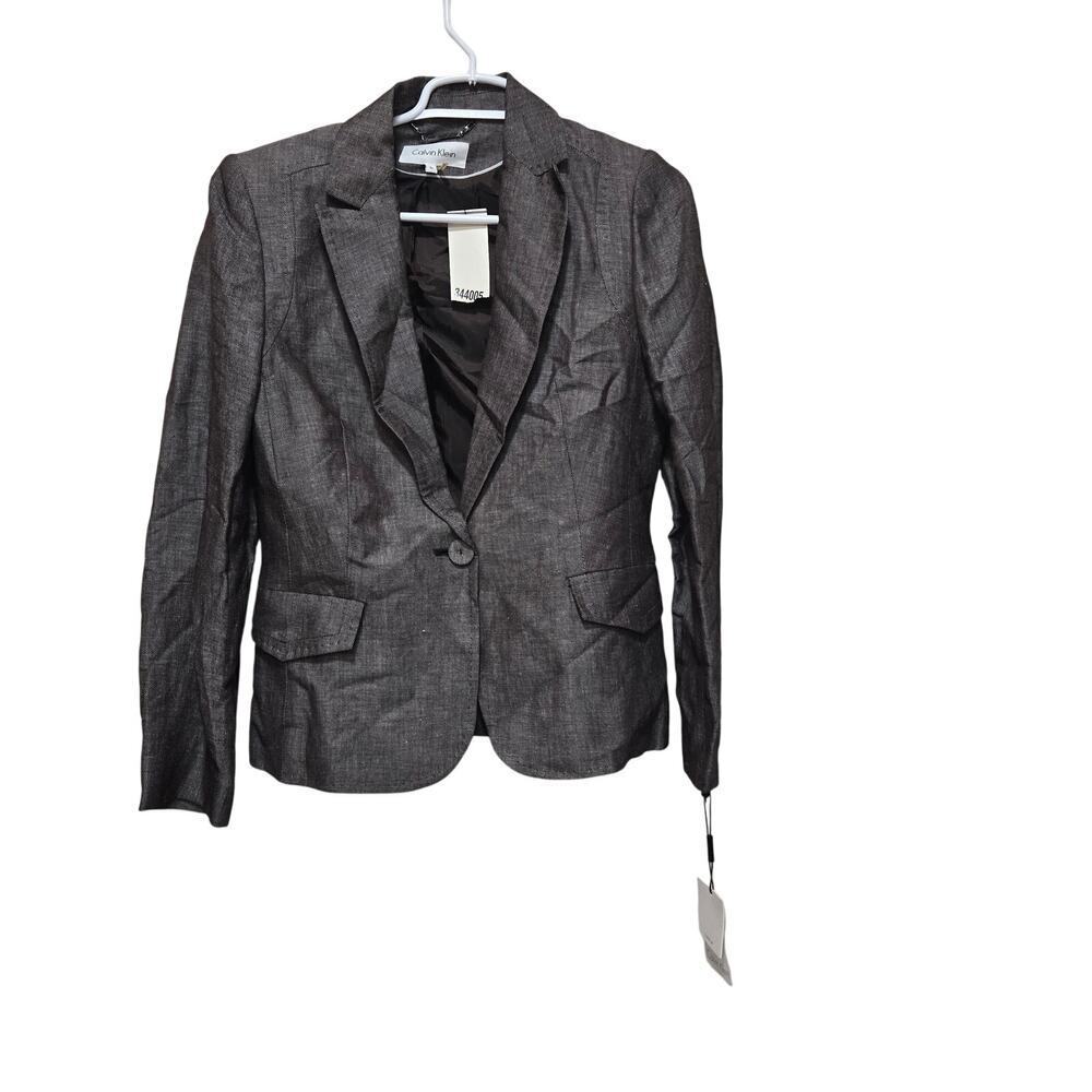 Calvin Klein Linen Blend Brown Blazer Size 8 NWT